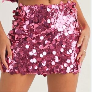 Klesis Pink Sequin Mini Skirt